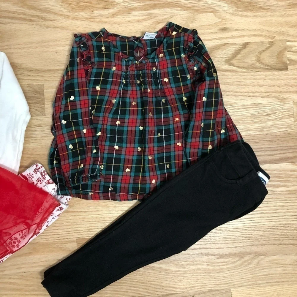 18 Month Christmas Bundle Pajamas Outfit Old Navy Plaid White Red Green Girls